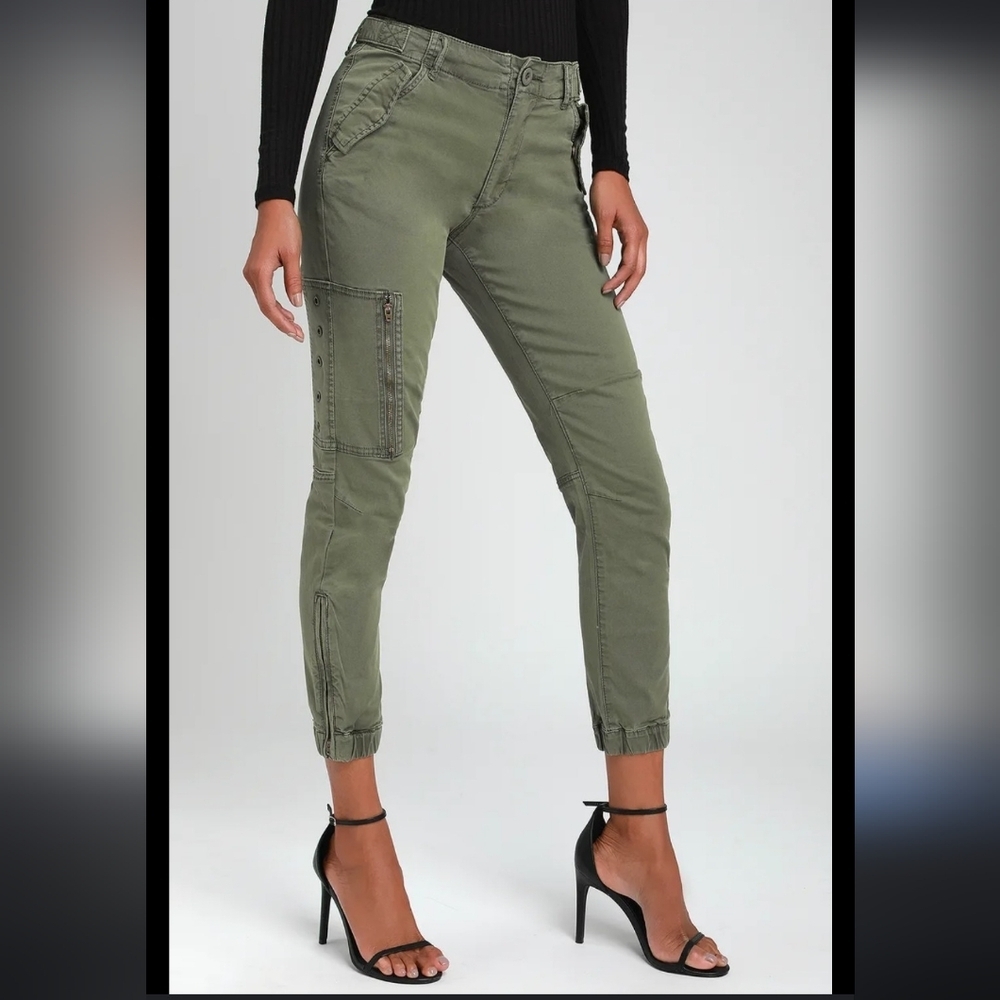 Pistola Anthropologie Rocha Olive Green Cargo Jogger Flight Pants Spring 90s